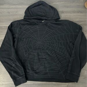 BDG Urban Outfitters Bonfire Spider Web Allover Print Cropped Hoodie Sweatshirt